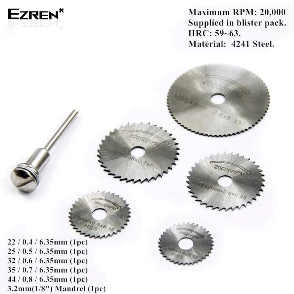 Ezren EZ-0246 6Pcs Mata Gergaji Mini Gerinda Potong Circular Saw Blade