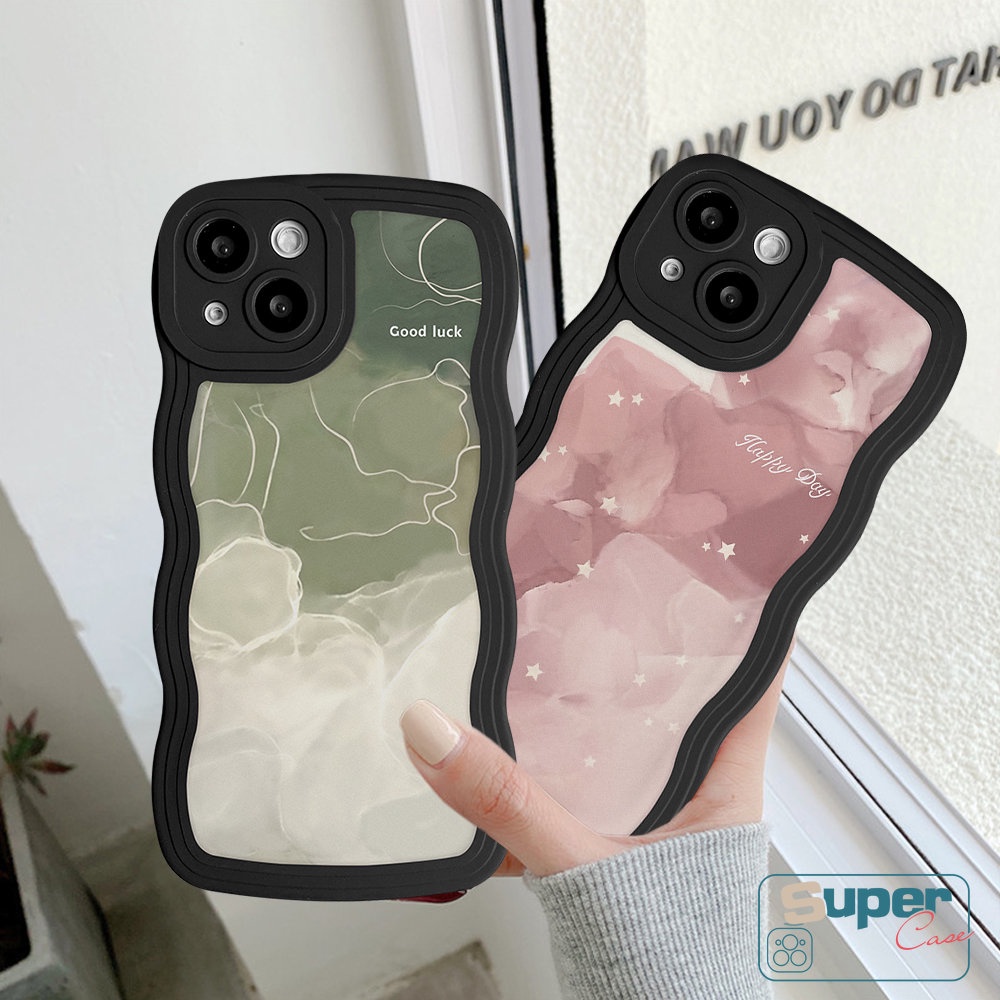 Case Untuk Realme C25 C55 C35 C21Y C25Y C30 C12 C11 C25s C33 8i C15 C3 9 Pro+5 6i 5i 8Pro 9 9i 7 7i C1 C20A C20 C11 C20A Couple Halo Dyed Watercolor Star Line Wavy Edge Sarung Soft Case