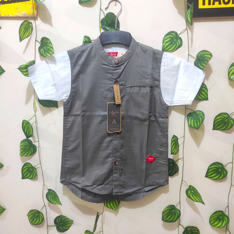 BAJU KEMEJA KOK KEMKO ANAK LENGAN PENDEK KOMBINAS COTTON TWILLI ORIGINAL AGERA JUNIOR 3