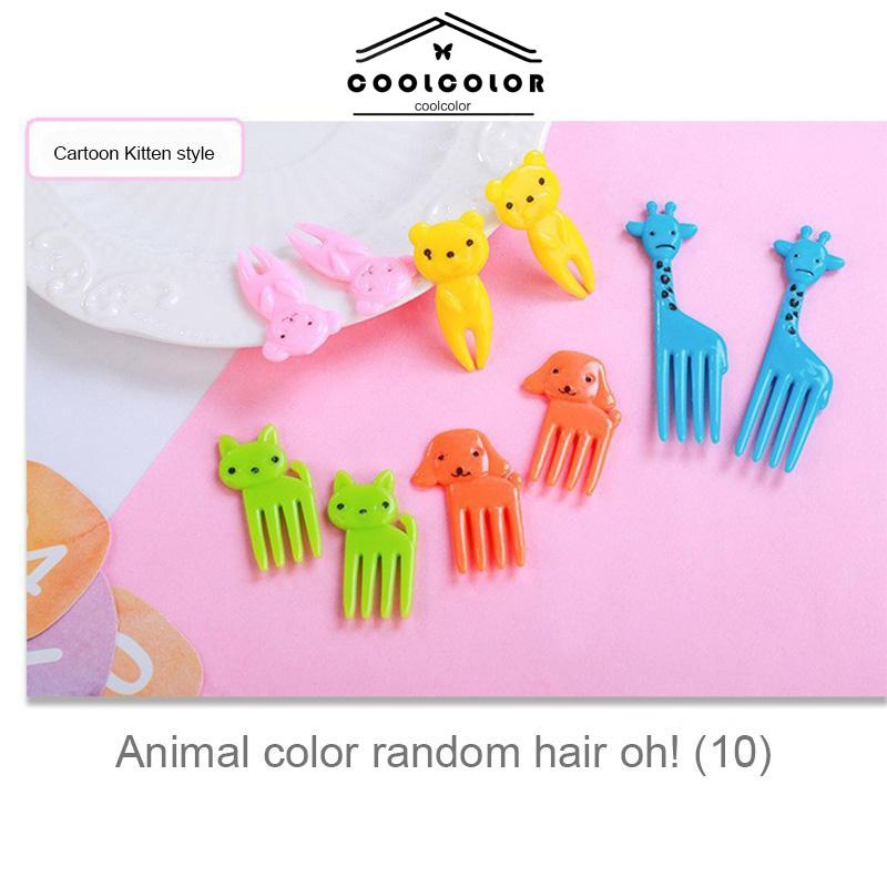 COD❤️10pcs Animal Fruit Fork Mini Cartoon Children Snack Cake Dessert Food Fruit Pick Toothpick Lunches Decor- cl