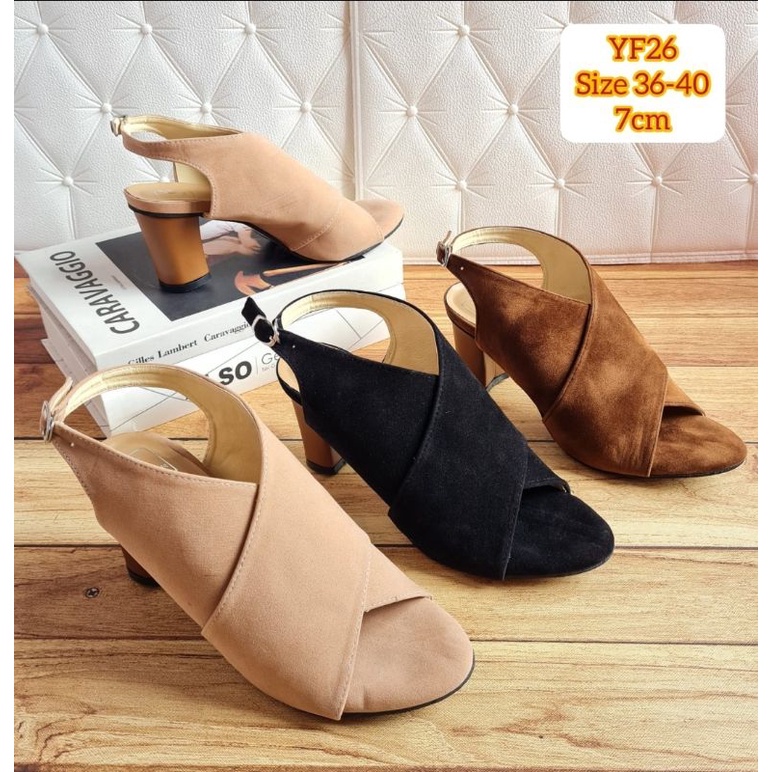 ABBUSHOES Yf 26 sendal tali hak tahu holland 7cm