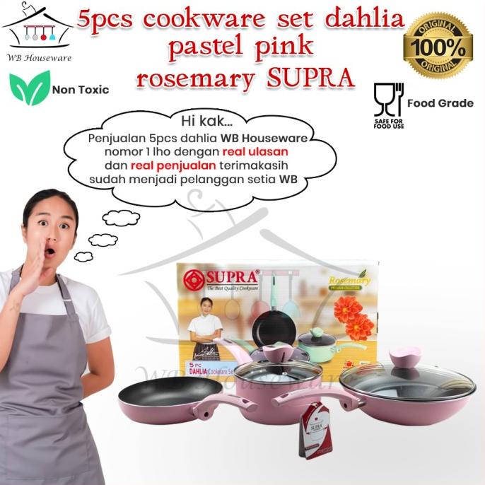 5Pcs cookware set supra pastel pink renatta / Dahlia panci set supra