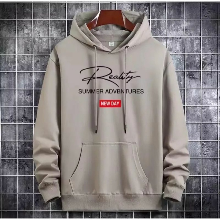 Hoodie REALITY Sweater Pria Wanita Oversize Fashion Terkini Jacket Kasual OOTD Outfit Kekinian Korean Style