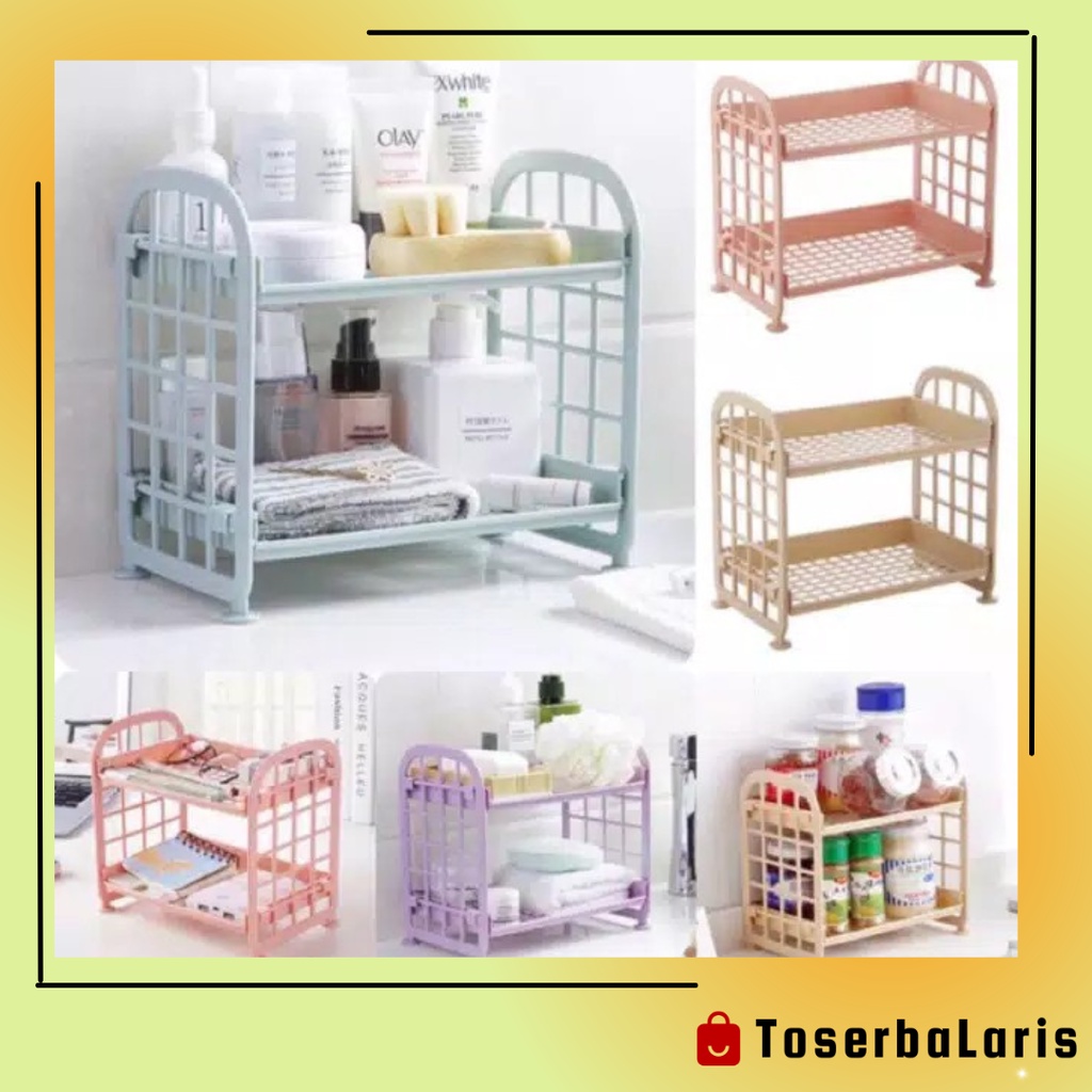 Rak Susun Mini 2 Tingkat Rak Makeup Mini Rak Susun Bumbu Dapur