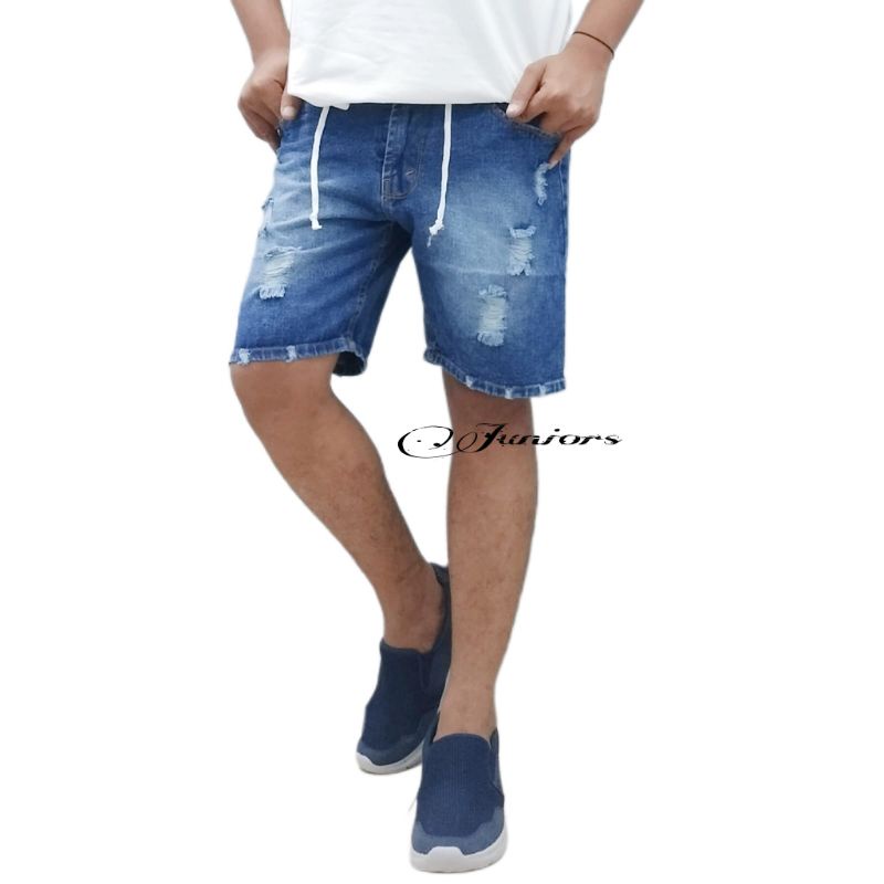 BOARDSHORT JEANS PENDEK PRIA PINGGANG TALI