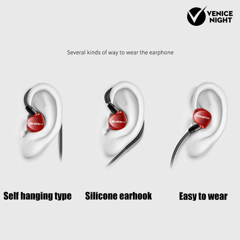 (VNEP) (Berkabel) SX538 Universal Heavy Bass HiFi In-Ear Earphone Olahraga Headset dengan Mic