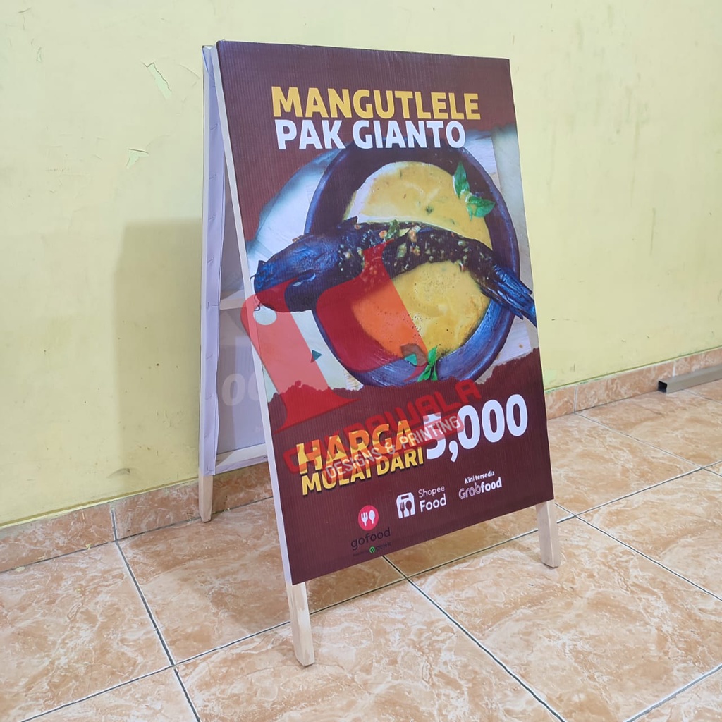 STAND BANNER KAYU UKURAN 50 X 85 - A SEGITIGA BANNER KAYU - STAND BANNER KAYU