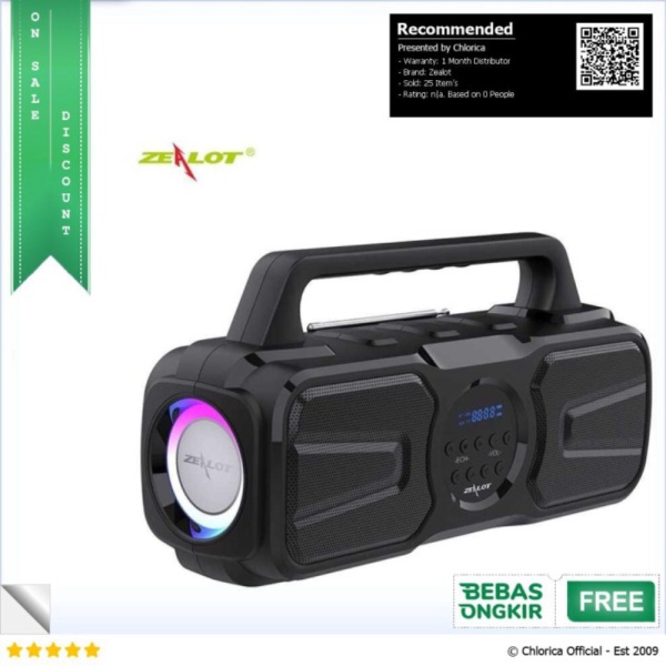 Jual Zealot Pengeras Suara Wireless Bluetooth Speaker Solar Power 20W - P2 - Hitam Zealot Limited