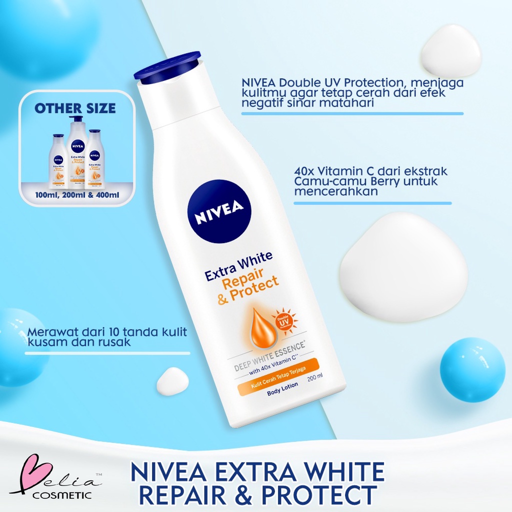 ❤ BELIA ❤ NIVEA Body Lotion | Body Care Extra White | Repair &amp; Protect | Instant Glow | Night Nourish 200ml | BPOM