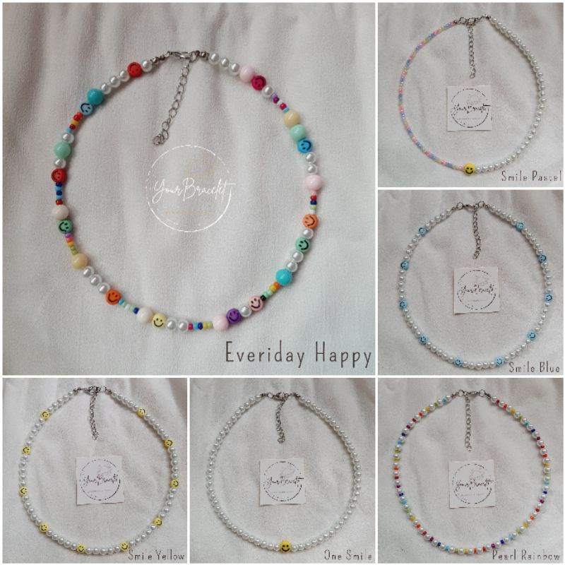[N1]- PROMO( PRE ORDER) Kalung smile | Kalung manik | Necklace choker beaded smile | beads mote mutiara | aksesoris wanita lucu murah