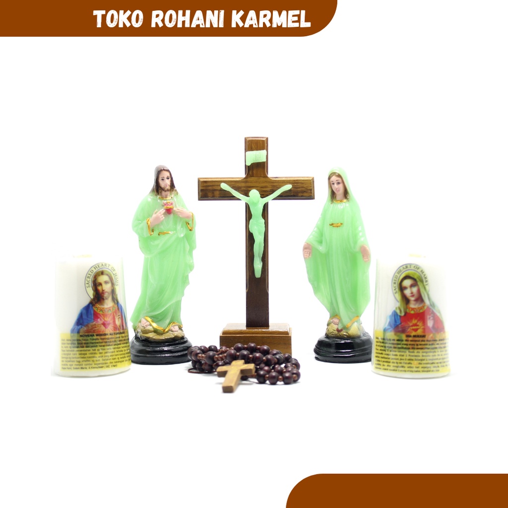 SET DOA KATOLIK FOSFOR (GLOW IN THE DARK) / PAKET DOA KATOLIK / PERLENGKAPAN DOA KATOLIK / PATUNG BU