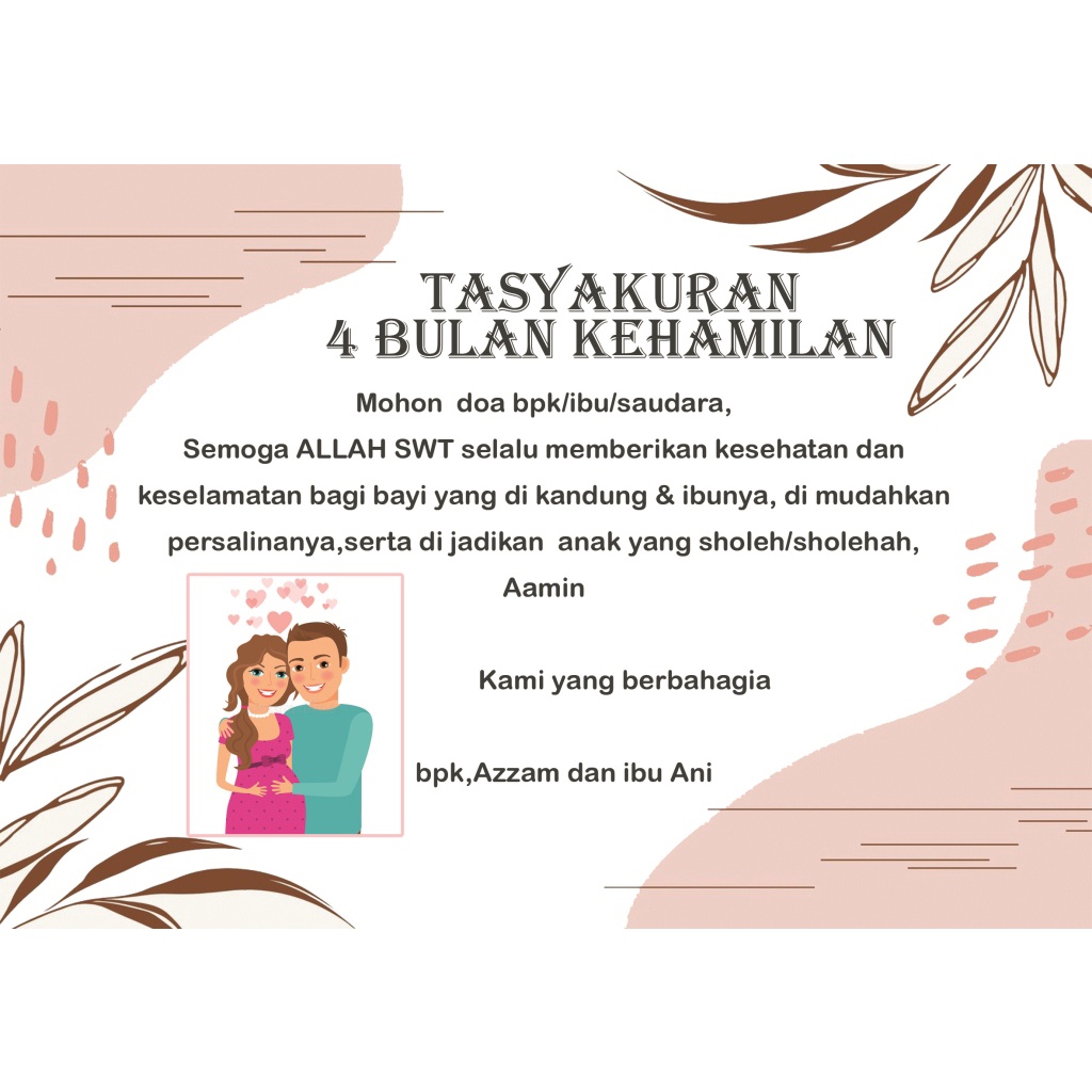 kartu tasyakuran kehamilan/ buat diatas kotak nasi