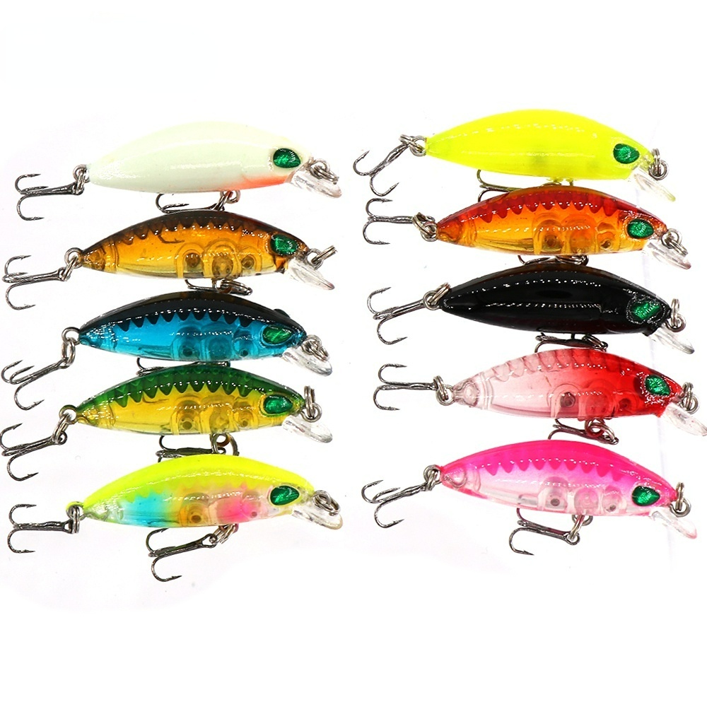Umpan Pancing Ikan Mini Sinking Minnow 4cm 3g Bahan Plastik Dengan 2 Kail