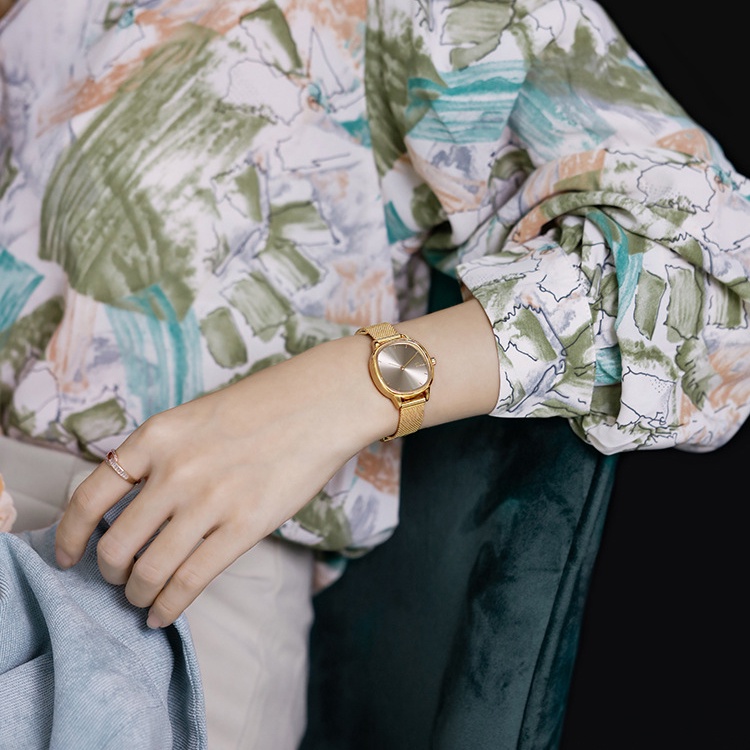 Jam tangan wanita EAVANLIN STAINLESS GOLD desain Korea