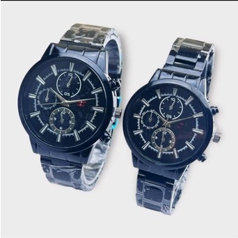 Jam Tangan Couple/Pria/Wanita Crono Hiasan Stainliss Steel ST-18