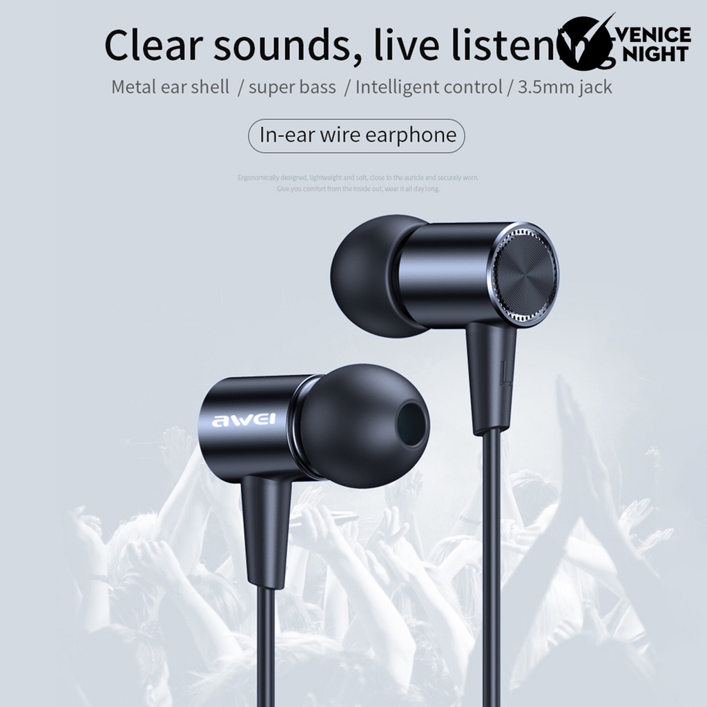 (VNEP) (Berkabel) L2 Earbud In-ear Super Bass TPE Headphone dengan Mic untuk Komputer