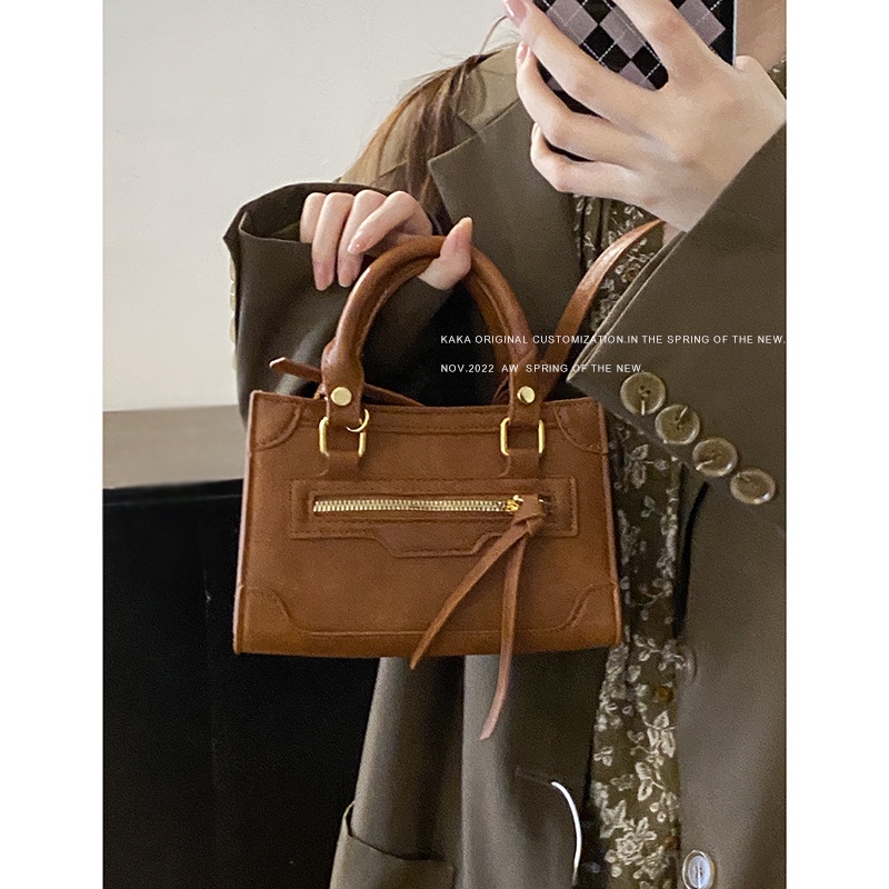 Suhao Inggris Retro Tas Sepeda Motor Wanita 2022 Baru Fashion Trendi Portabel Kecil Square Tas All-Match In Tas Messenger Bahu