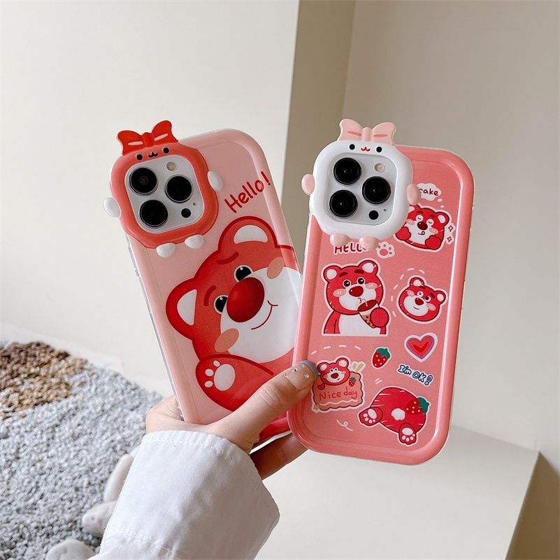 Soft Case Tpu Motif Beruang Untuk iPhone 14 13 12 11 Pro Max X Xr Xs Max 7 8 6 6s Plus SE 2020