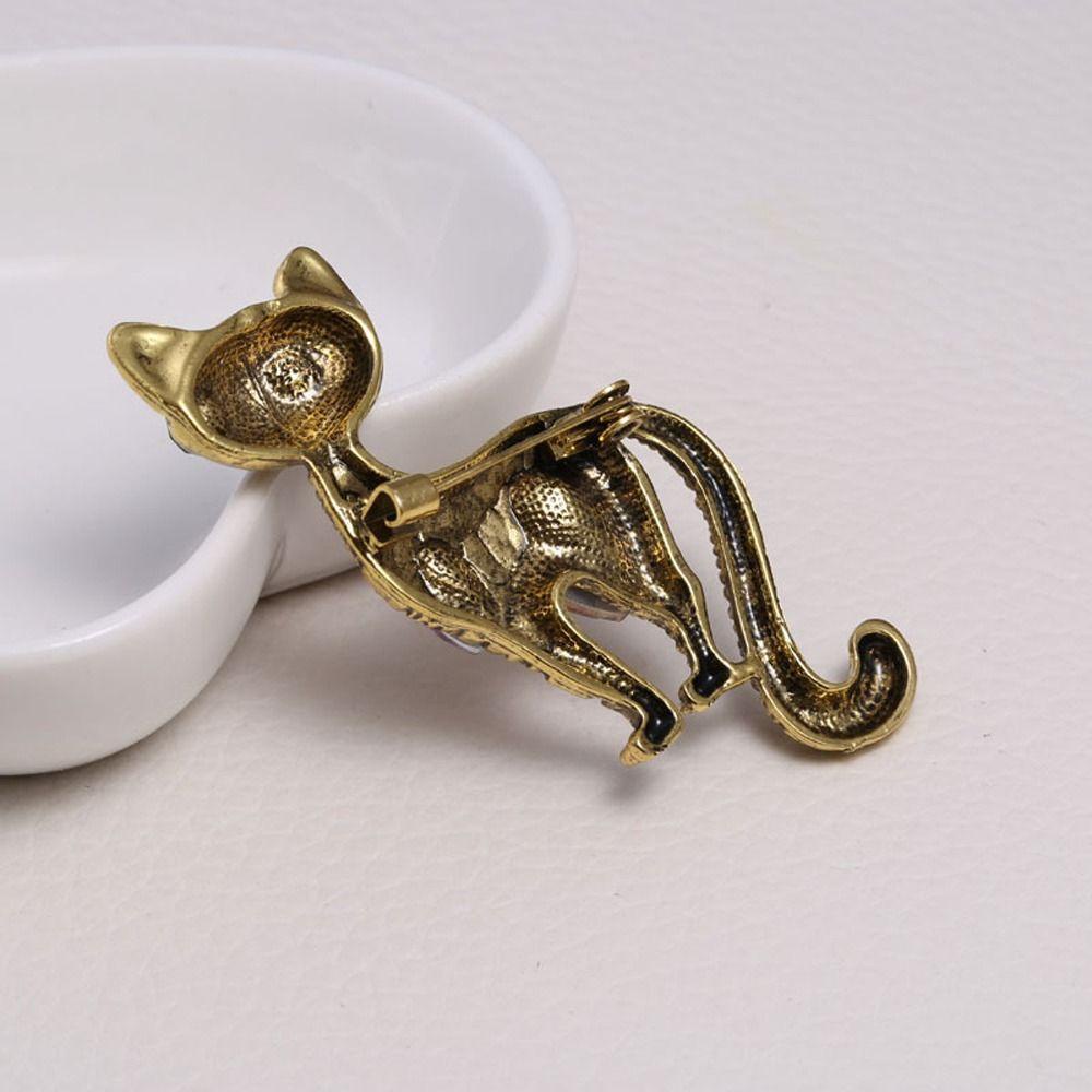 Agustina Wanita Bros Lucu Kreatif Elegan Korsase Cat Suit Kitten Kristal Aksesori Pakaian