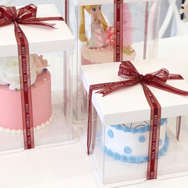

Korean Square Mica Tall Box/Transparent Tall Box/Transparent Cake Box - 26x26x45cm