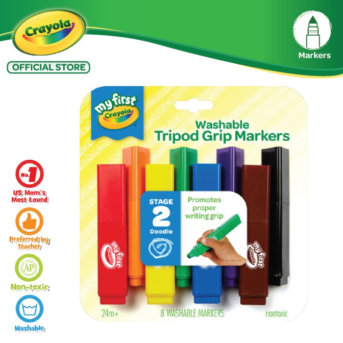 

[COD] My First Crayola Stage 2 Washable Tripod Grip Marker - 8 Color