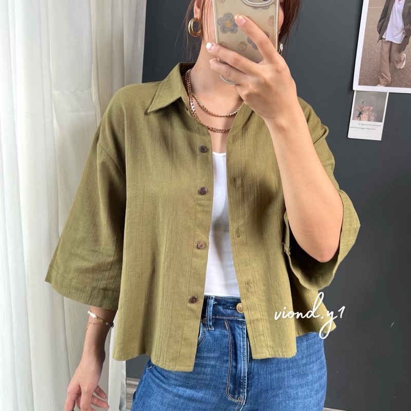 Blouse Wanita Linen Lengan Panjang / Kemeja Casual Korea 134