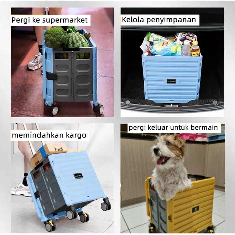OS FOLDED TROLLEY / TROLI BELANJA KERANJANG BARANG LIPAT MULTIFUNGSI