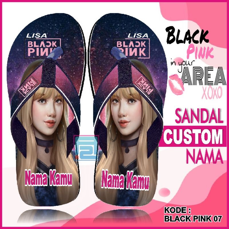 Sandal Custom Nama karakter BLACKPINK anak/Dewasa FREE Custom Suka Suka