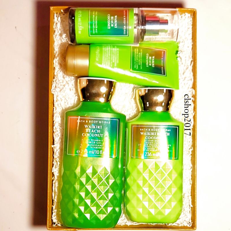 BBW WAIKIKI BEACH COCONUT GIFT SET PAKET BATH &amp; BODY WORKS