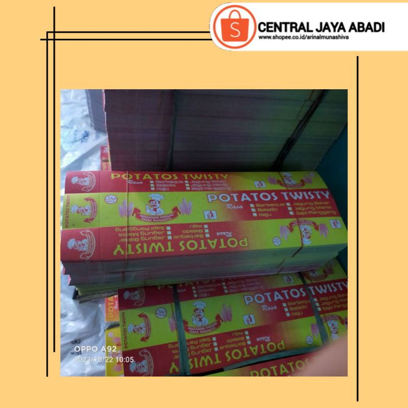 

100 LEMBAR KERTAS KENTANG ULIR BAHAN IVORY PUTIH UKURAN 35 × 13 HIGH QUALITY KOTAK KENTANG SPIRAL KEMASAN KENTANG ULIR/SPIRAL DUS BOX KENTANG ULIR WADAH KENTANG SPIRAL | KODE PRODUKSI CENTRAL JAYA ABADI 2576