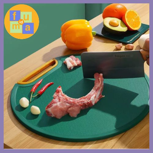 TALENAN Bulat 2 in 1 dan Parutan Minimalis Bahan Plastik Anti Jamur Anti Bakteri CUTTING BOARD GREEN / Talenan PE Anti Jamur