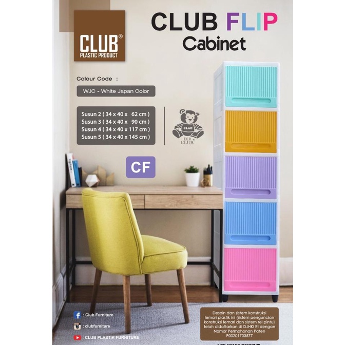 

lemari pakaian plastik club flip susun 5 (34x40x145 cm ) stock ready