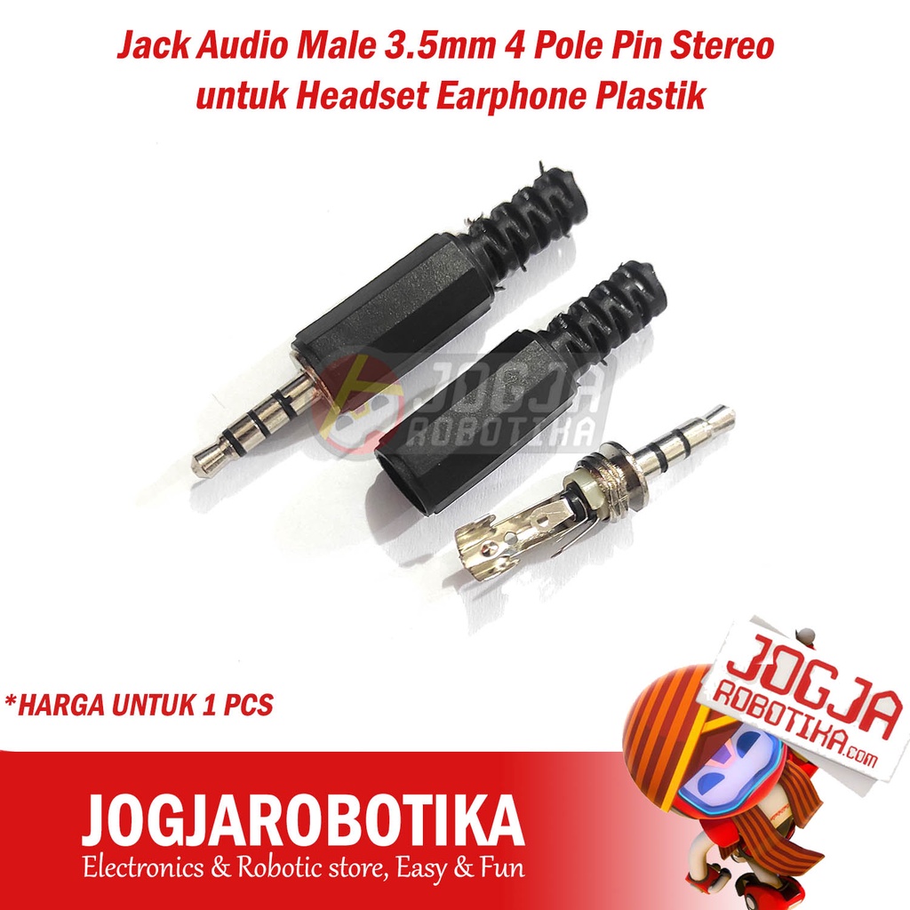 Jack Audio Male 3.5mm 4 Pole Pin Stereo untuk Headset Earphone Plastik