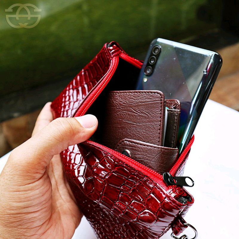 Dompet HP Croco Wallet Wanita Pouch Uang Multi Fungsi Uang THR