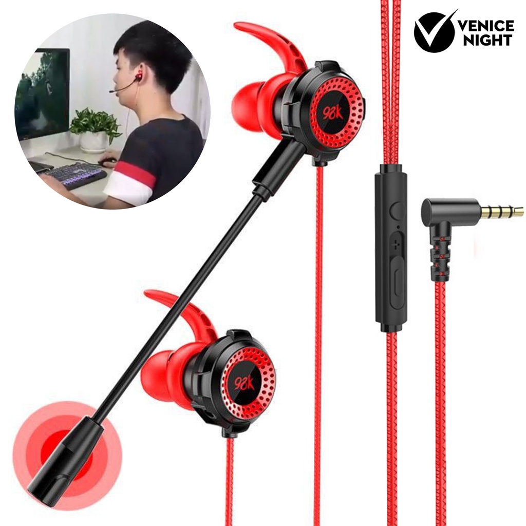 (VNEP) (Berkabel) Earphone High Fidelity Anti-interference Clear Lightweight 3.5mm Mini Sports Gaming Earphone for Calling