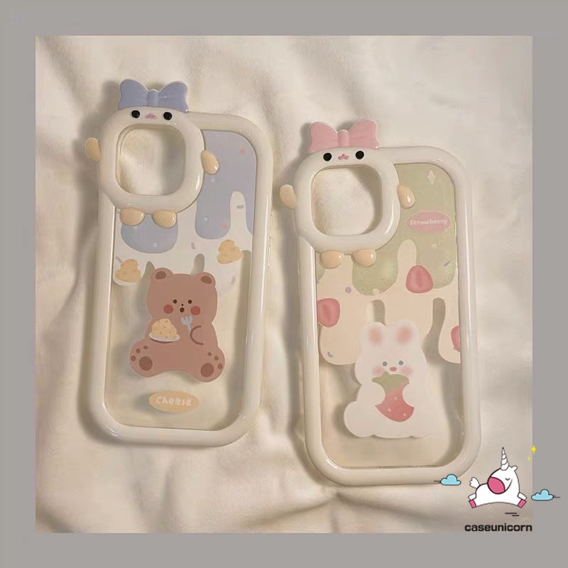 Casing Realme C33 78 9 8i 8i 8pro 9pro+C12 C15 C21Y C31 C11 C25Y C35 C30 C25 C25s C21 C2 C1 C3 C17 5 6i 9i 5s 5 7i Kartun Ice Cream Bear Rabbit Lucu 3D Bow Monster Lensa &lt;Unk&gt;