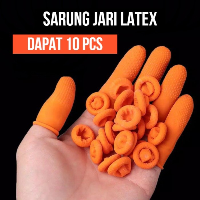 Sarung Jari Tangan Karet Latek Latex Rubber Fingers Glove Coat 10 pcs