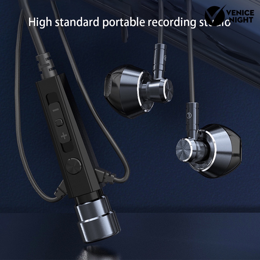 (VNEP) (Berkabel) KT-01 Earbud HiFi HD-kompatibel Memanggil 3.5mm Ponsel Bernyanyi Rekaman Earphone dengan Mikrofon untuk Mendengarkan Musik