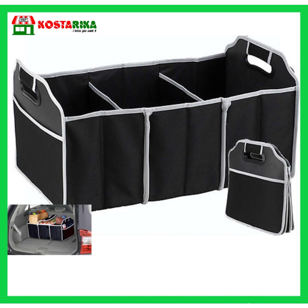 KOSTARIKA Car Box LIST PUTIH Organizer Rak Robil, Car Trunk Organizer Bagasi Mobil Menyimpan Belanjaan Dan Alat