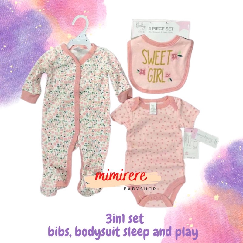 3in1 set Bibs Sleep and Play | Sleepsuit Jumper Slabber