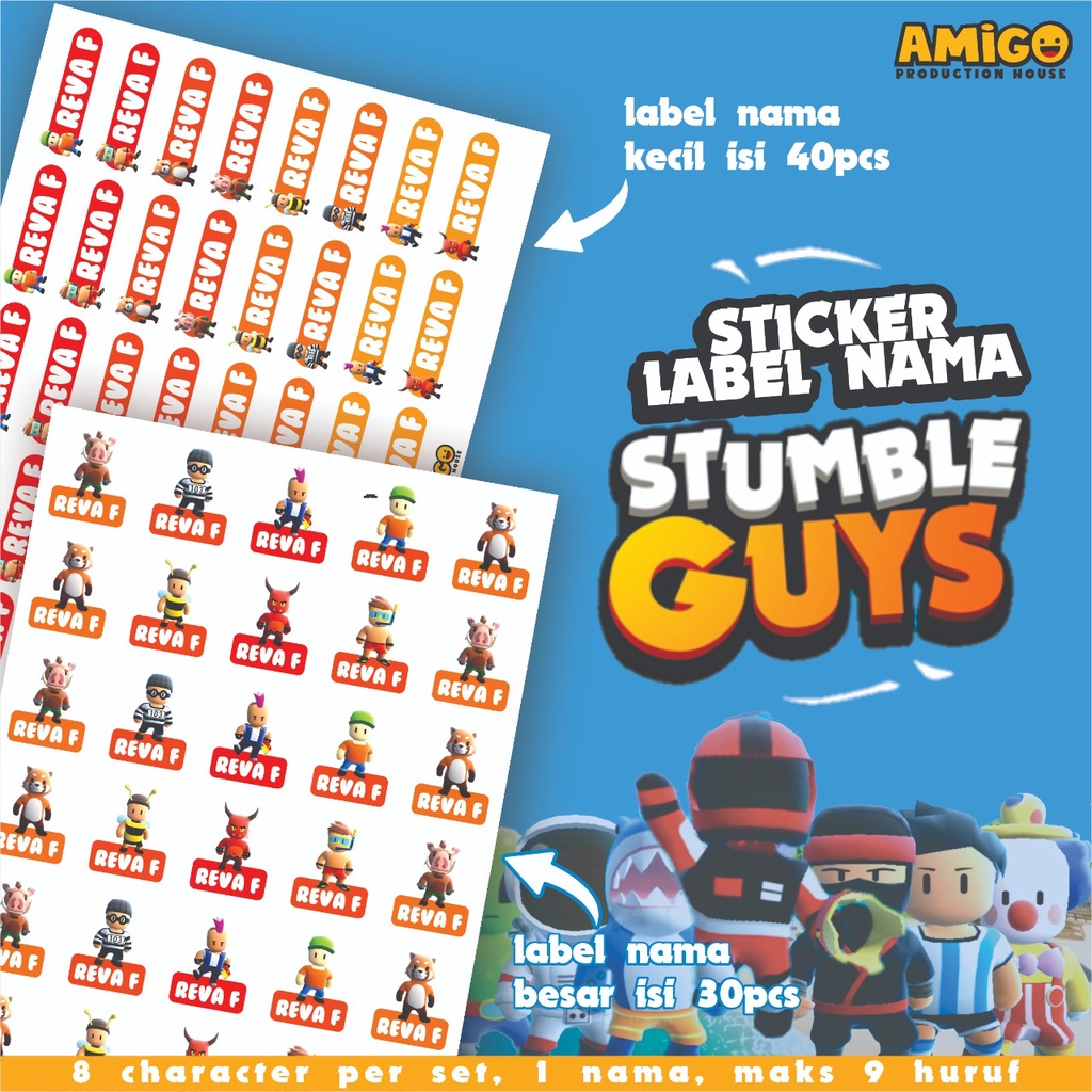 

Label Nama Anak Stumble Guys Alat Tulis ATK Sticker Gambar Stiker custom