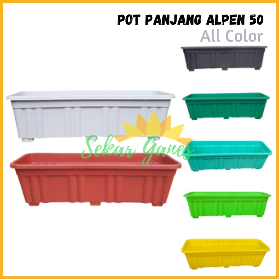 Pot Panjang Alpen 50 Putih Hitam Hijau Coklat Merah Bata Pot Bunga Segi Panjang 50cm 70cm Pot Panjang Hw Highway High Way 55 Pot Panjang Plastik Putih Murah Gantung - Pot Panjang 50