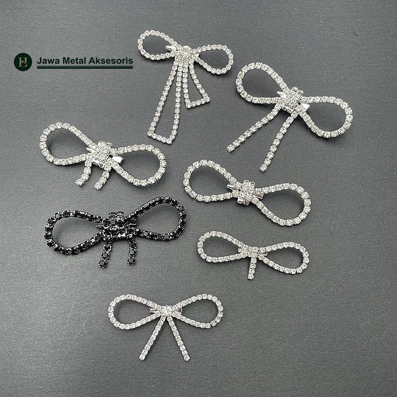 Jawa Brooch Bross Pin Bentuk Pita Bros Berlian Warna Silver HL#01-HL#04 HL#06-HL#08