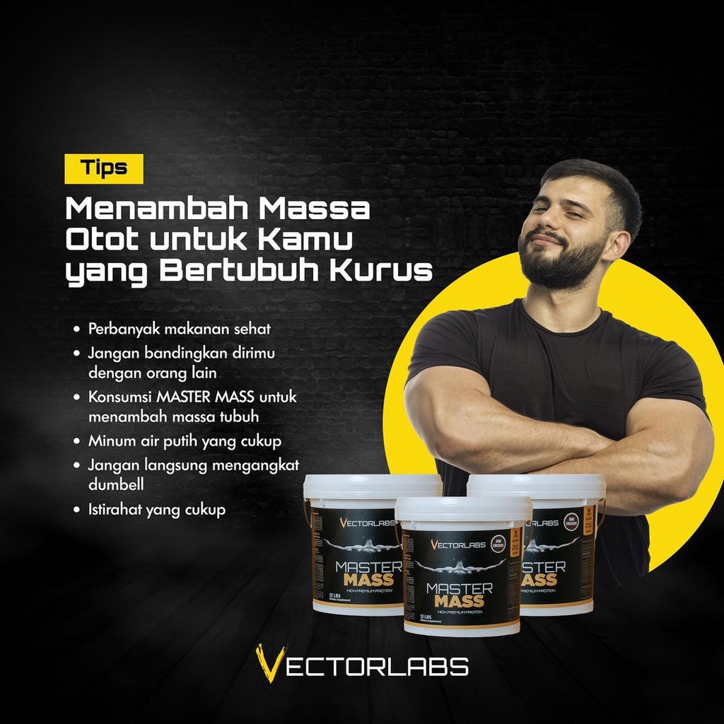 Vectorlabs Master Mass Gainer 12Lbs 5,4kg Susu Protein Penambah Berat Badan