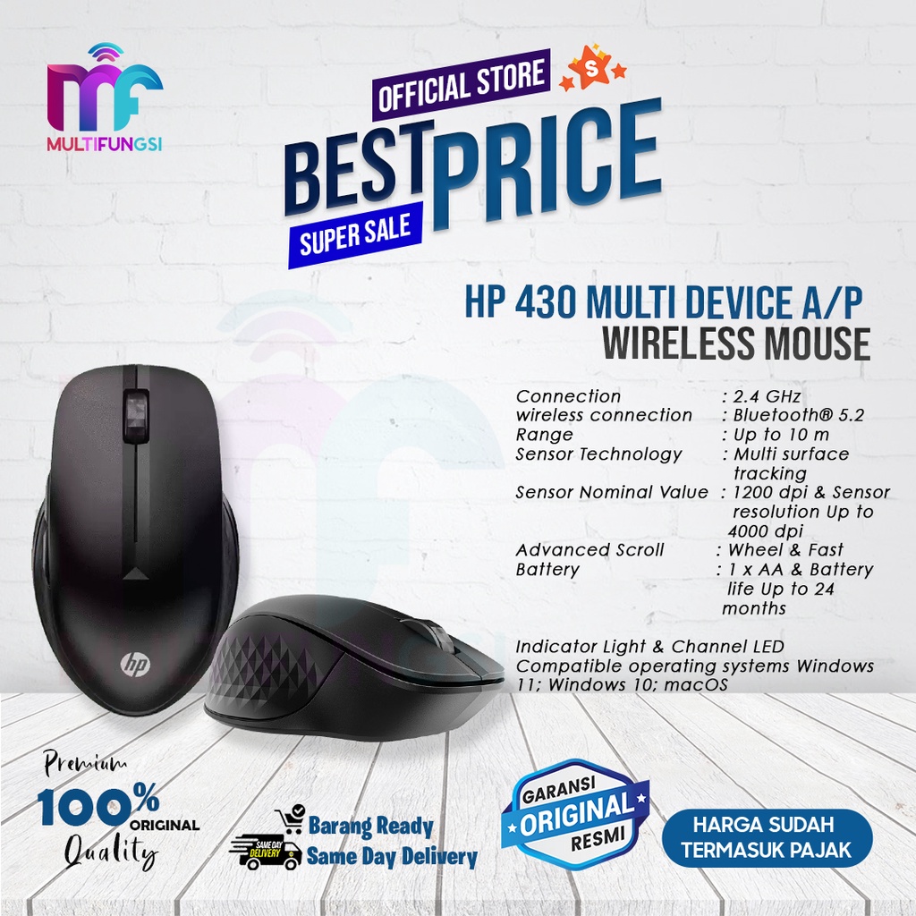 HP 430 Multi Device A/P Wireless Mouse 2.4 Ghz / HP430 Garansi Resmi