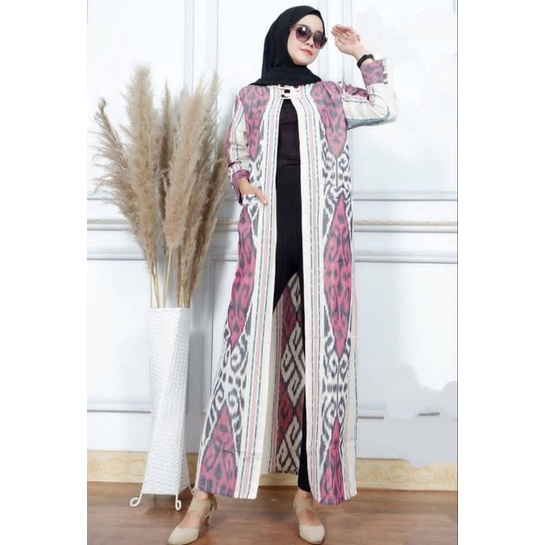 Outer tenun panjang asli tenun ikat