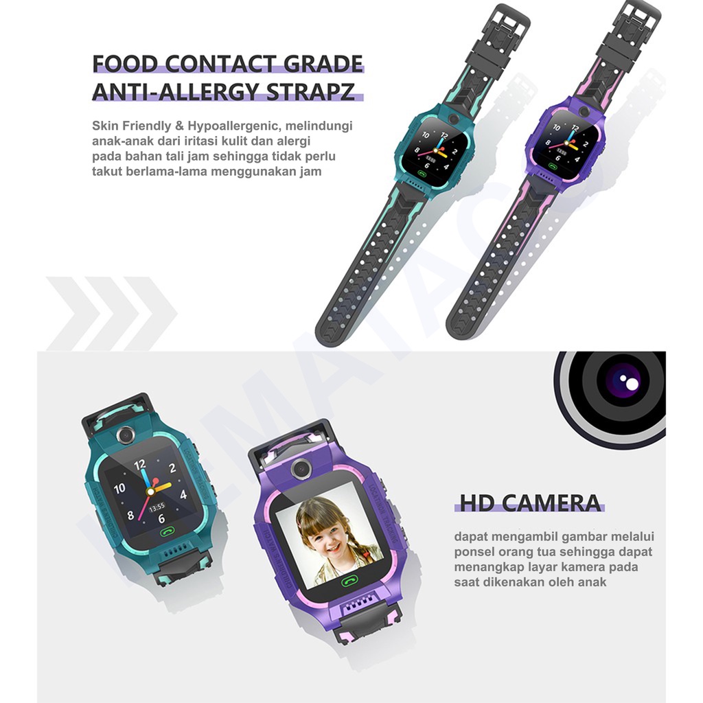 Jam Tangan Anak Pintar Z6 &amp; Q12 Anti Air Pelacak GPS LBS Smartwatch Anak Pesaing Imo Aimo Z6