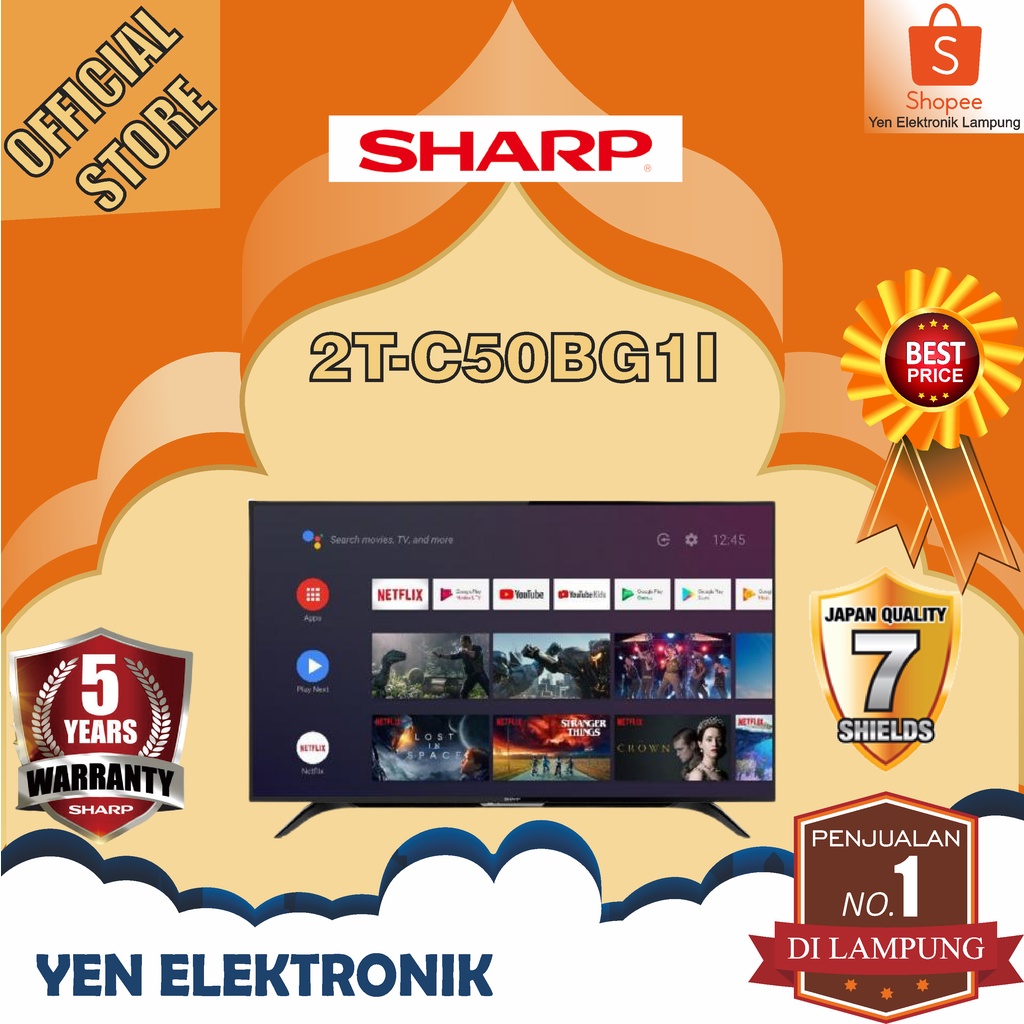 TV SHARP 2T C50BG1i Full-HD Smart TV 50 Inch Garansi Resmi SHARP 5 Tahun