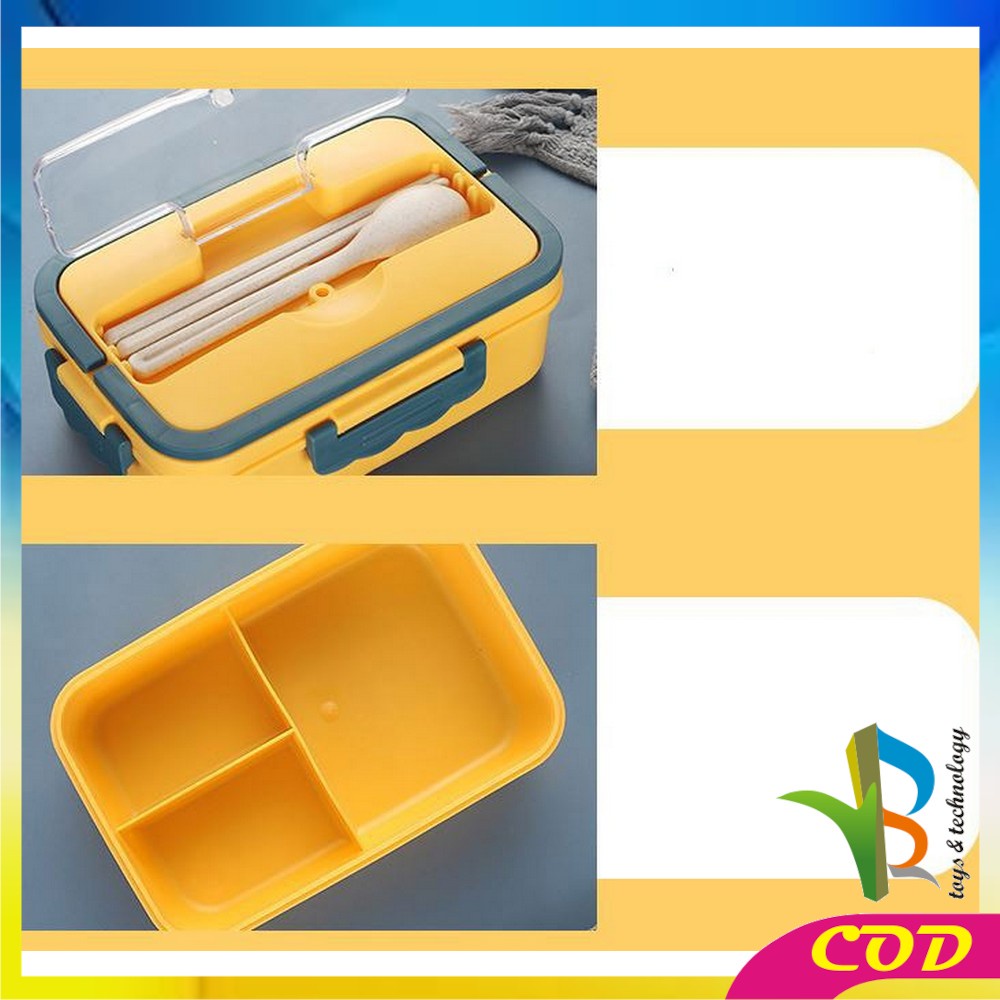 RB-C374 Lunch Box Set Sendok Sumpit Kotak Bekal Makan Wheat Straw Gandum Anti Tumpah / Kotak Makan Bahan Jerami Gandum BPA FREE