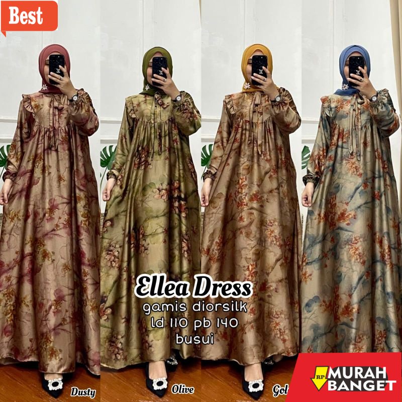 model dress terbaru 2022 ELLEA DRESS BY SIGNADILA GAMIS WANITA BAHAN DIORSILK LD 110 ABAYA MODEL MAY
